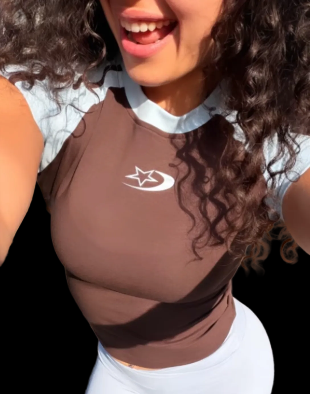 Contrast Stripes Bodycon Raglan  Sleeve T-Shirt