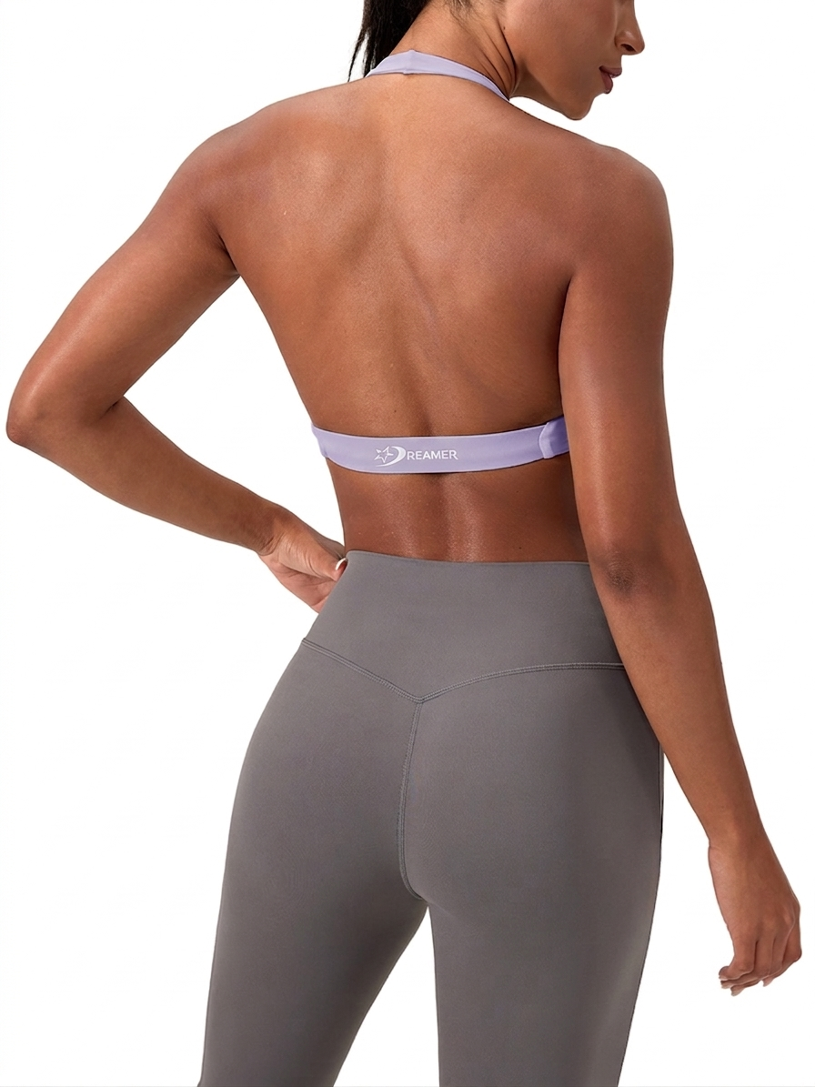 Women's Pleated Halter Sports Bra