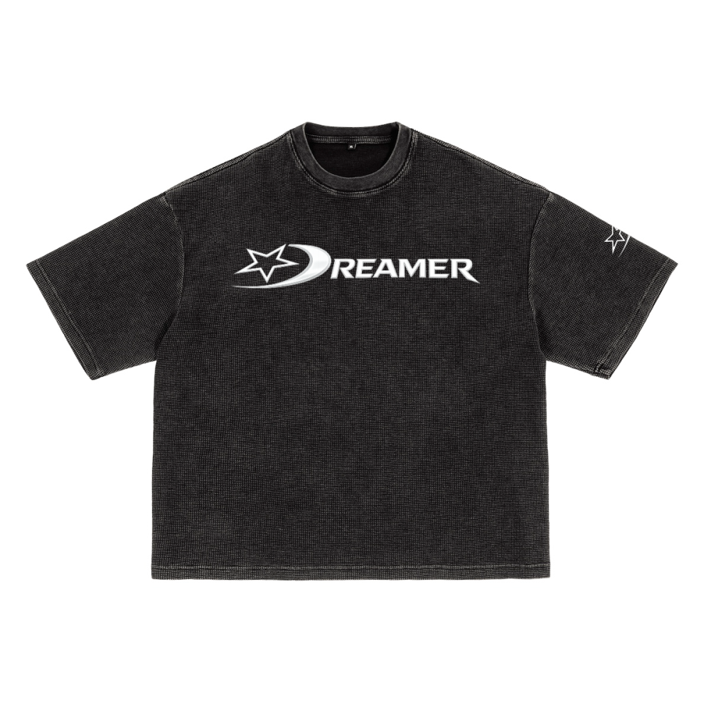 Plain logo Heavyweight Waffle-Texture Washed Cropped Boxy T-Shirt