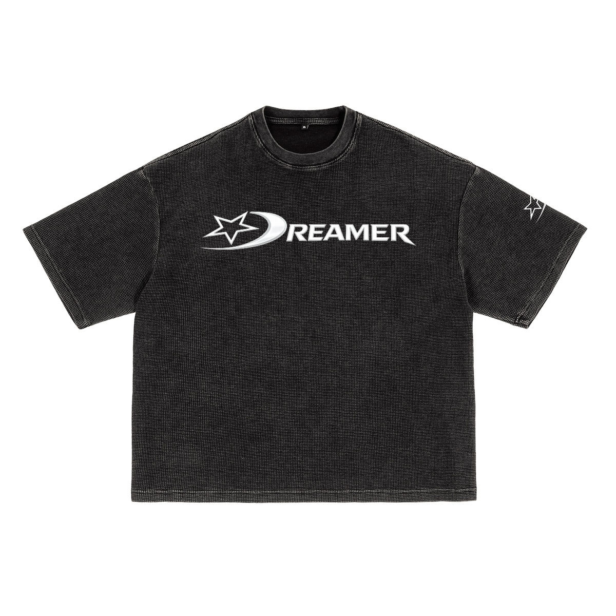 Plain logo Heavyweight Waffle-Texture Washed Cropped Boxy T-Shirt