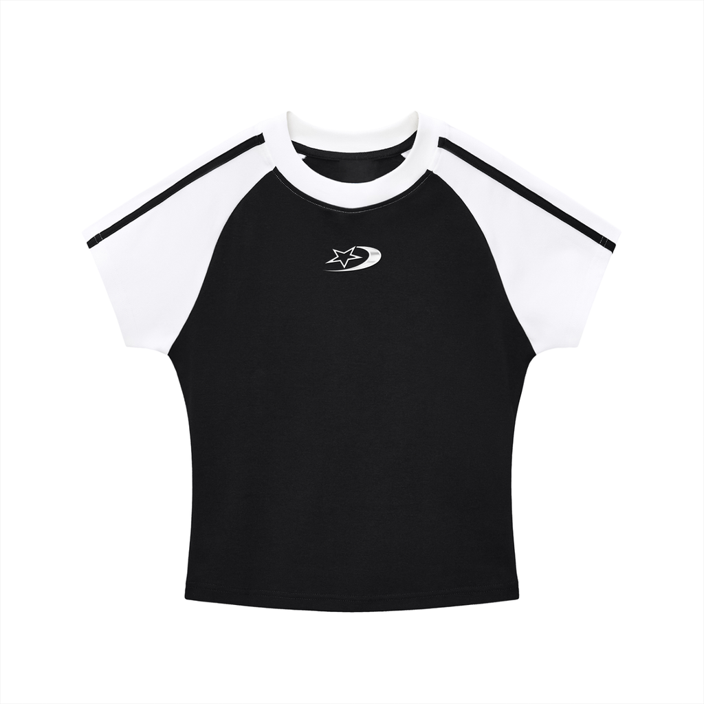Contrast Stripes Bodycon Raglan  Sleeve T-Shirt