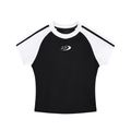 Contrast Stripes Bodycon Raglan  Sleeve T-Shirt