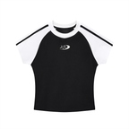 Contrast Stripes Bodycon Raglan  Sleeve T-Shirt