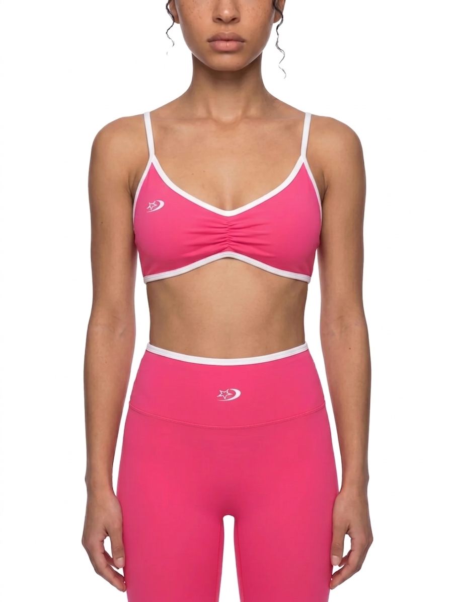 Women's Color Block Ruched V-Neck Sports Bra