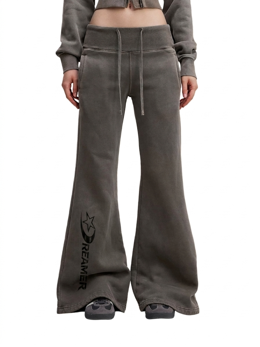 Vintage Washed Flared Fleece Pants