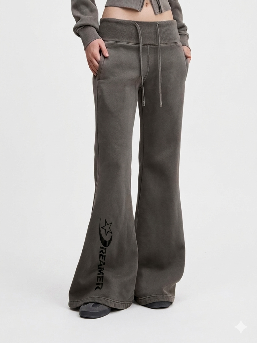 Vintage Washed Flared Fleece Pants