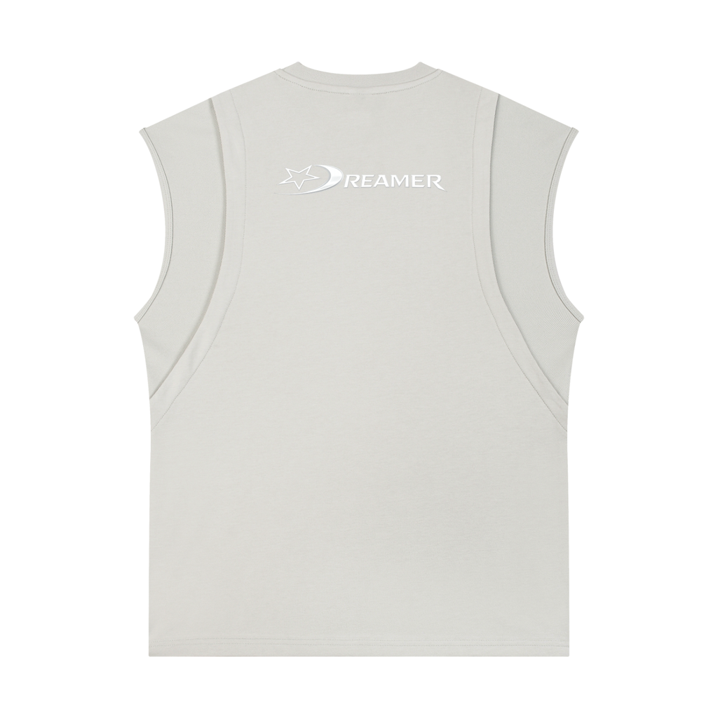 Spliced Panel Sleeveless Muscle T-Shirt