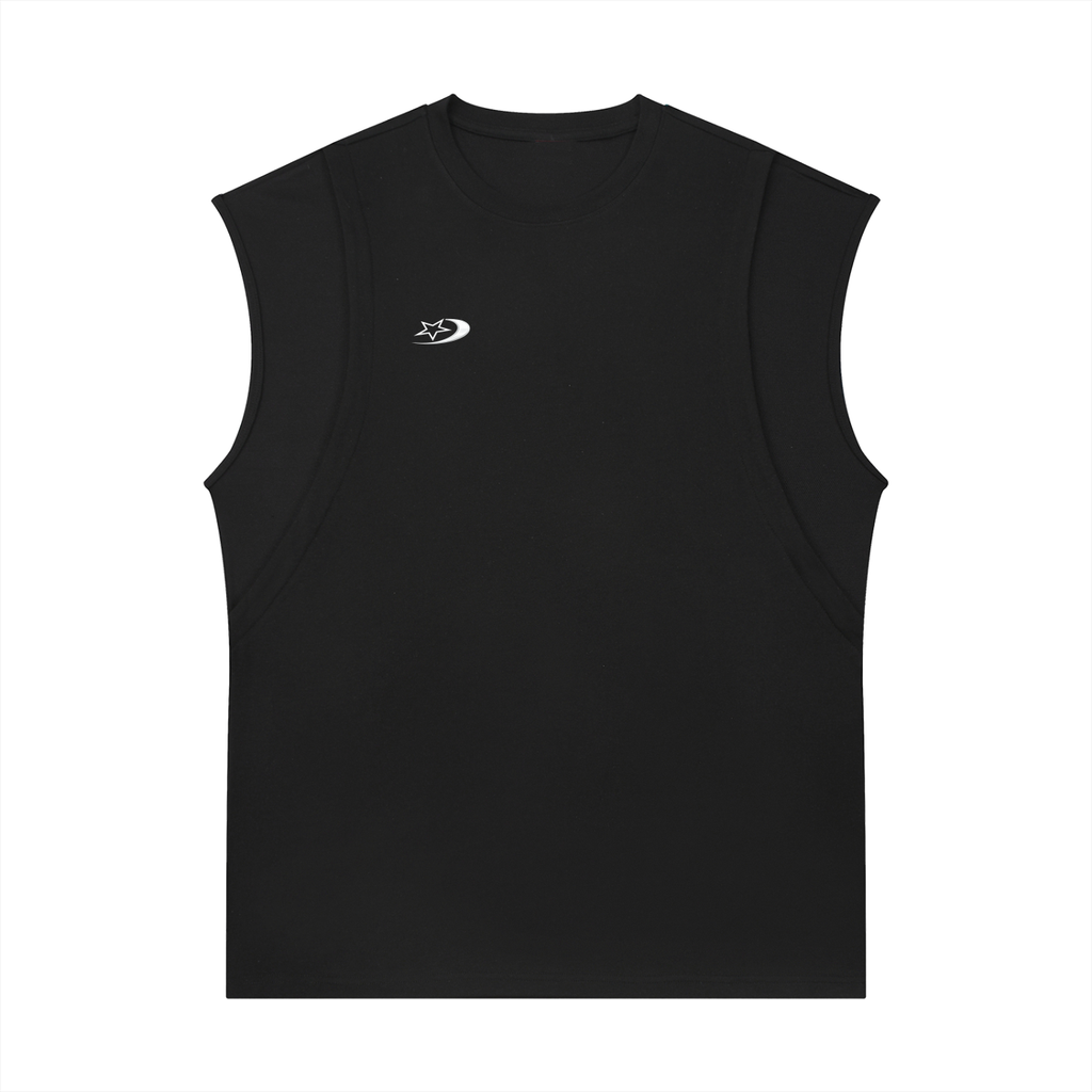 Spliced Panel Sleeveless Muscle T-Shirt