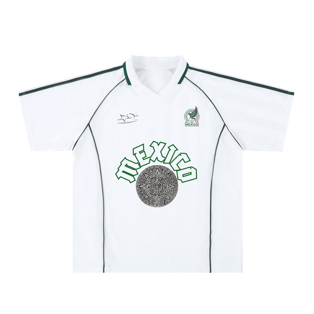 Mexico Stripe Collared Soccer Jersey in White