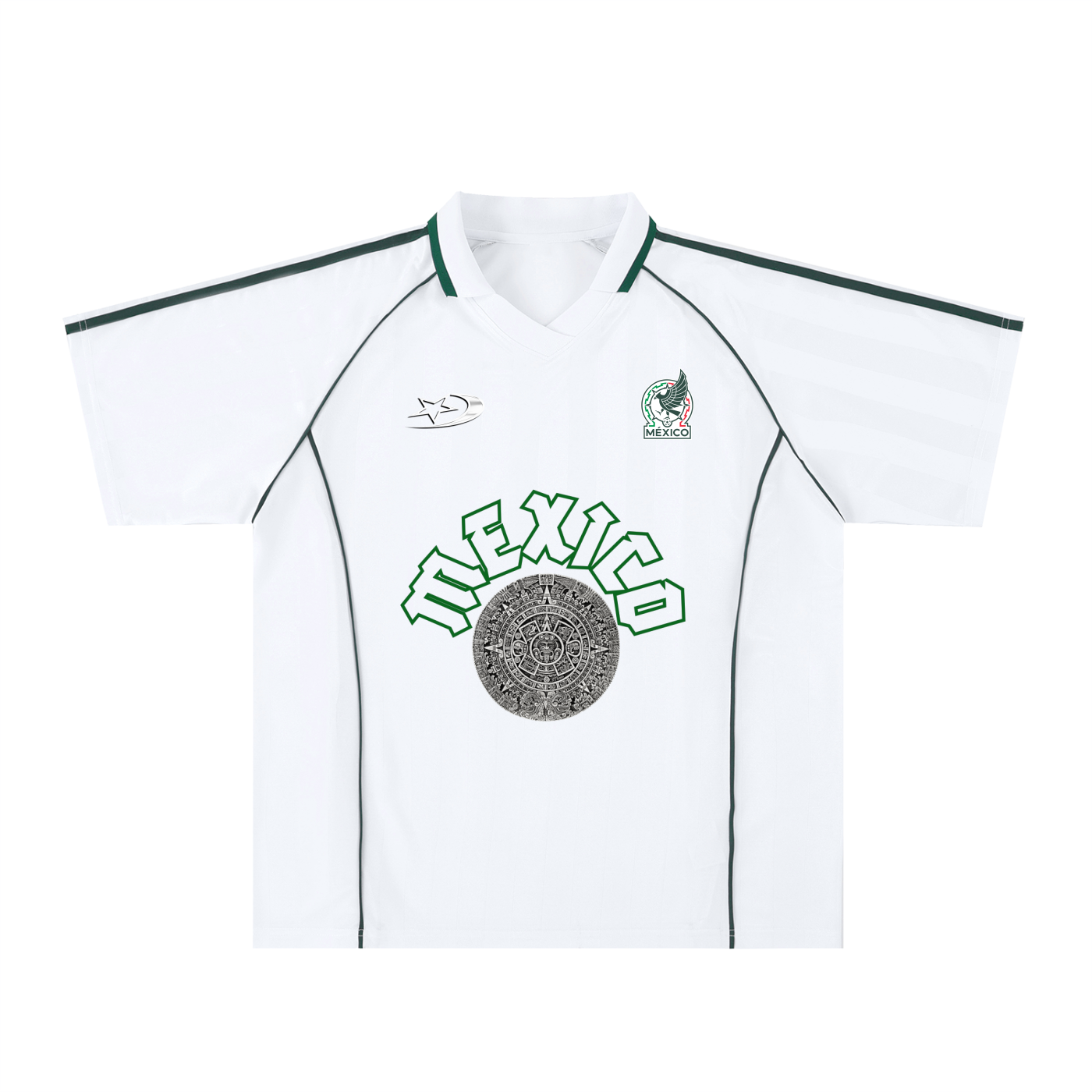 Mexico Stripe Collared Soccer Jersey in White
