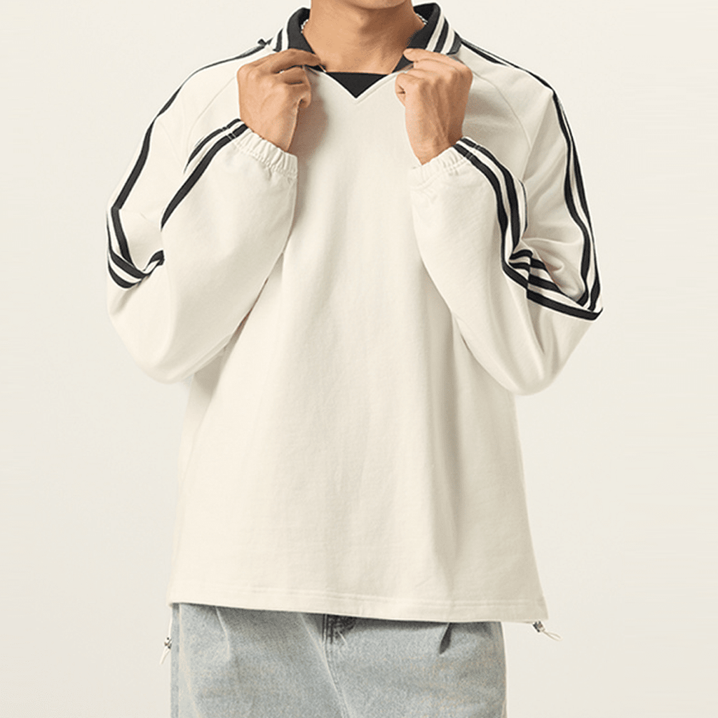 Plain Heavyweight Contrast Collar Sweatshirt